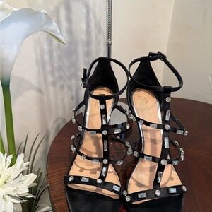 Jewel Badgley Mischka Adela Glittery Embellished Cage Sandal